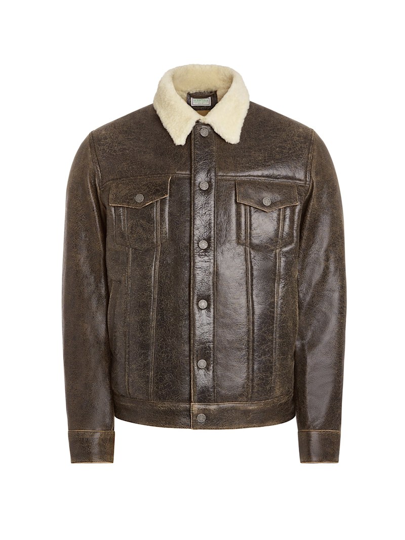 sherpa leather trucker jacket