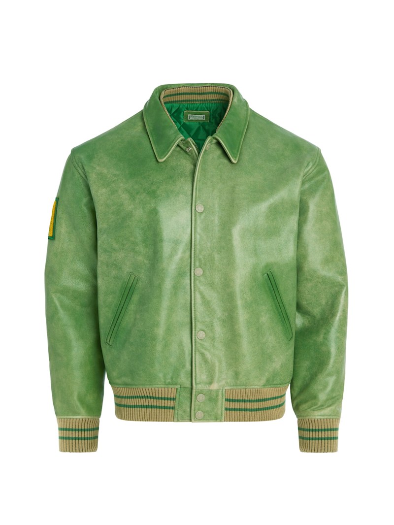 アウターその他 Fallett Leather point velvet varsity jacket velvet green FA2 Biker Faux Leather Varsity Jacket - Green/combo | Fashion Nova
