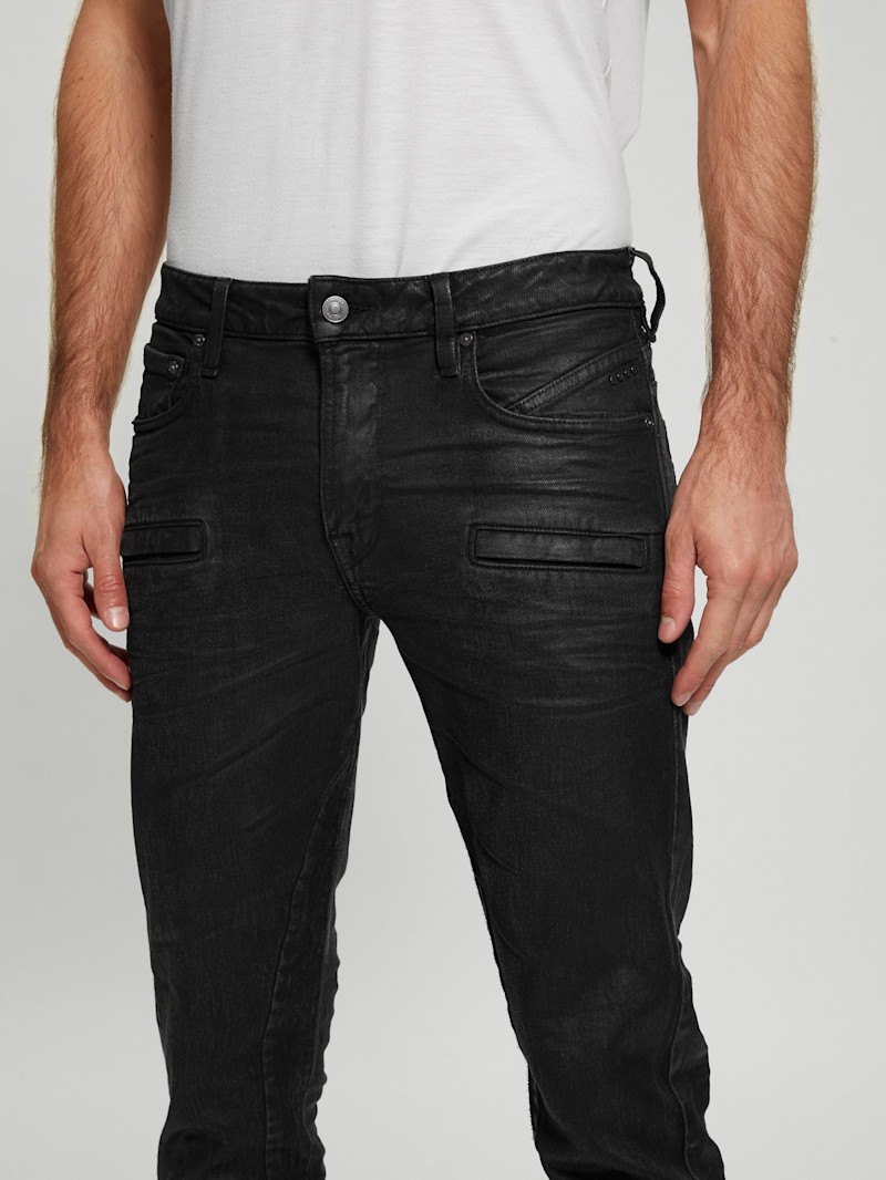 Coated Denim Tapered Zip Jeans | GUESS
