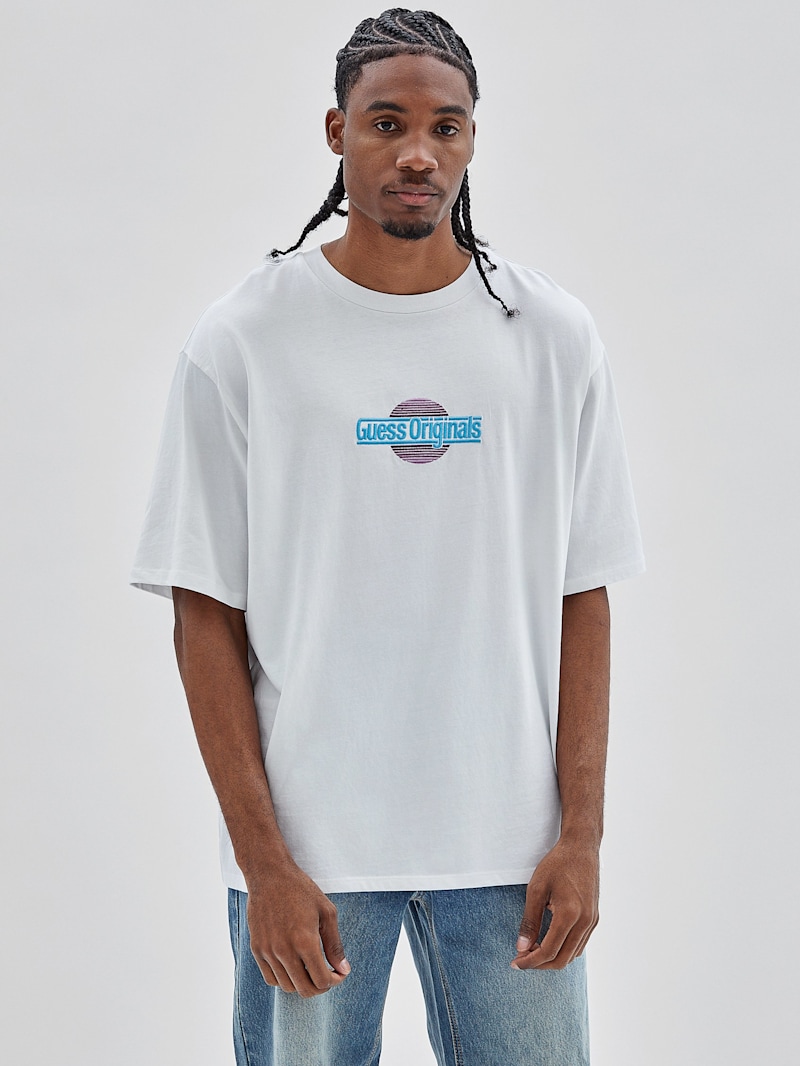 トップス YUEQIQI CONCH LOGO T-SHIRT (BLUE-GREY) Pale Blue Logo T-Shirt - kids atelier