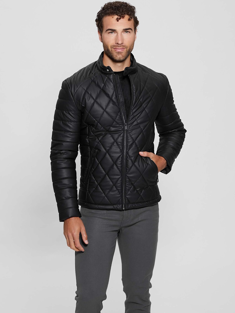 GUESS カバーオール ジャケット ブラック メンズL Soft Leather Jacket | GUESS