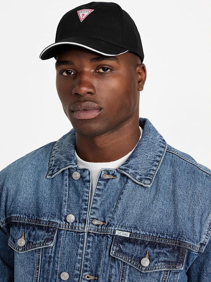 ★★Guess★★ Mini triangle logo basic ball cap MN1A1051 Men's Guess Mini Triangle Cap Black | Fruugo US