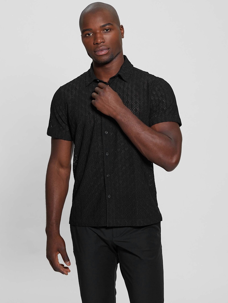 Reeves Perforated Woven Shirt | GUESS Canada