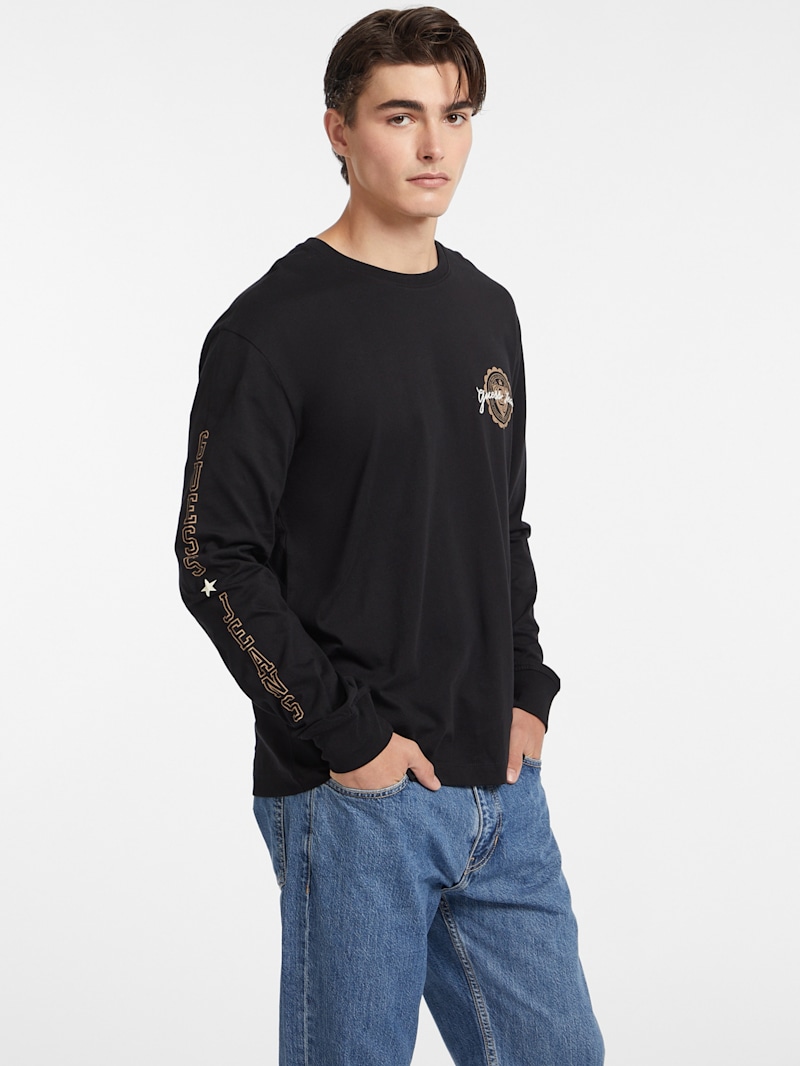 Stamp Logo Long-Sleeve Tee | GUESS Jeans