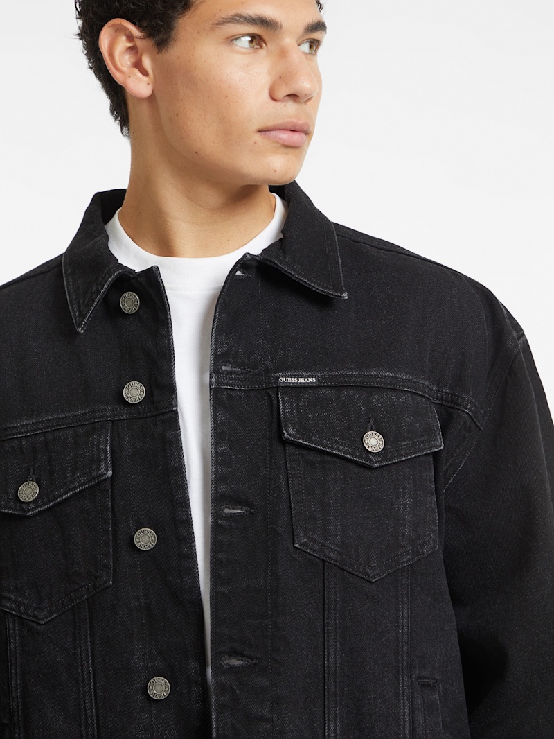 90s guess black denim jacket USA製 Guess Denim Jacket Metal Button Faded Black 2XL Men's | eBay
