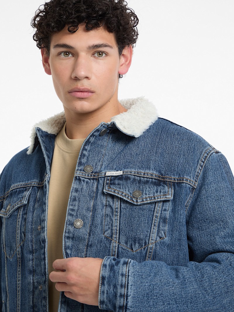 Sherpa Collar Denim Trucker Jacket | GUESS Jeans