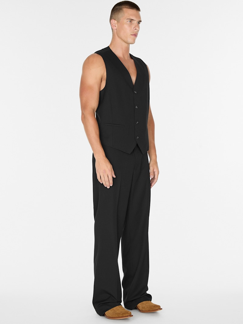 トップス KEIMEN VEST Black Men's Heavy Denim Black Club Vest w/Easy Access #VMC629GZK