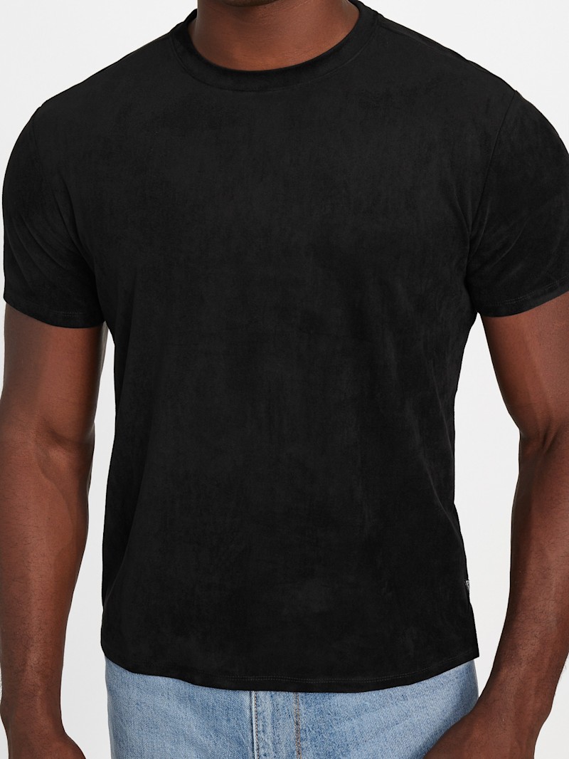 GUESS Men's Garrett Long Sleeve Crew Neck Shirt In Faux Suede - Regular Fit - View #4
