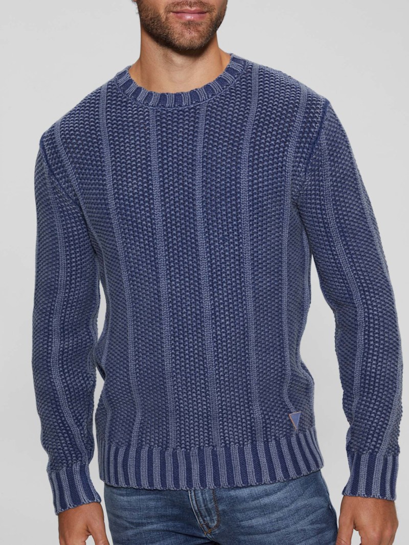 Eli Treated Stitched Sweater | GUESS Canada