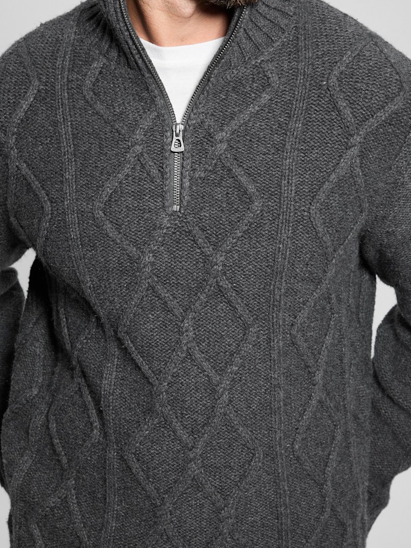 ニット・セーター   Men Sweater MW0MW29673 DW5 Eco Half-Zip Cable Knit Sweater | GUESS