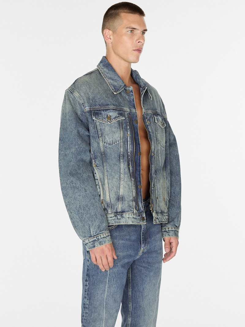 natural lined zip-up trucker jacket | GUESS