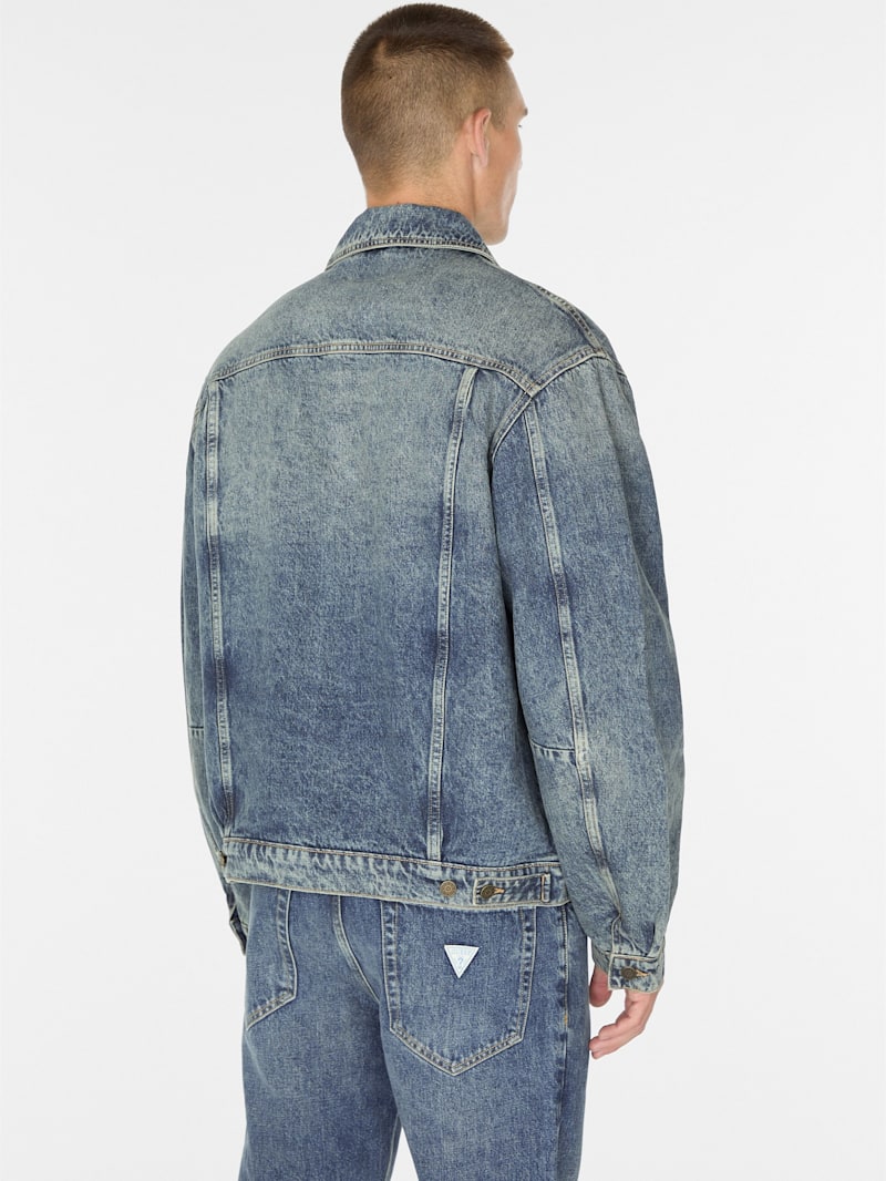 natural lined zip-up trucker jacket | GUESS