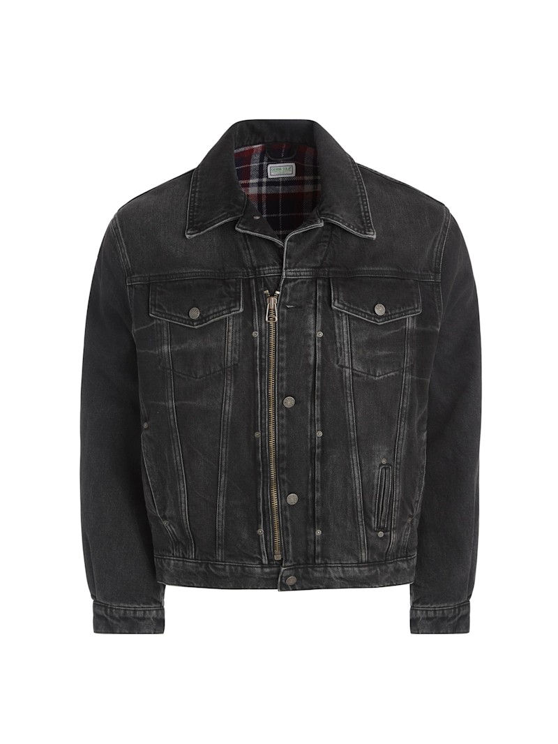 ジャケット・アウター semantic design black trucker Jacket Y2K dark lined zip-up trucker jacket | GUESS