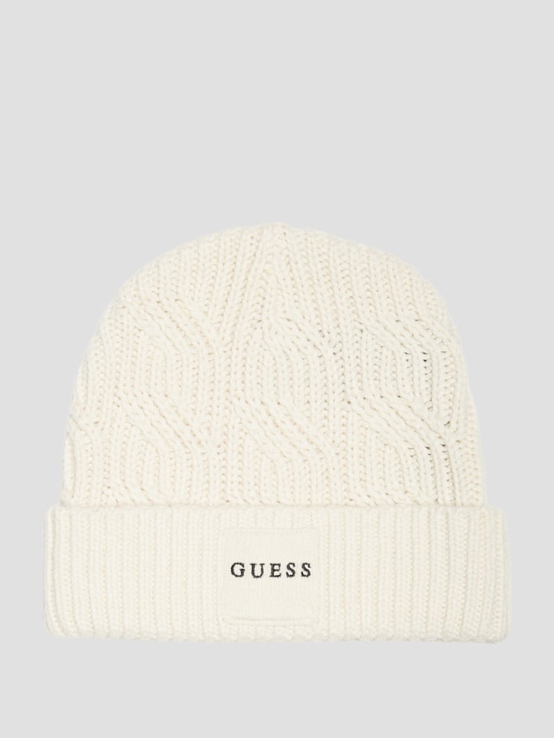 Eco Wool-Blend Cable-Knit Beanie | GUESS