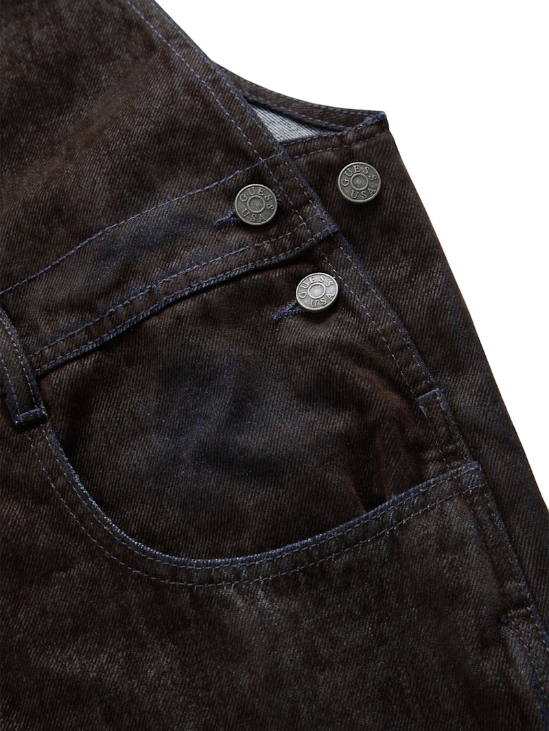 flocked denim overalls | GUESS