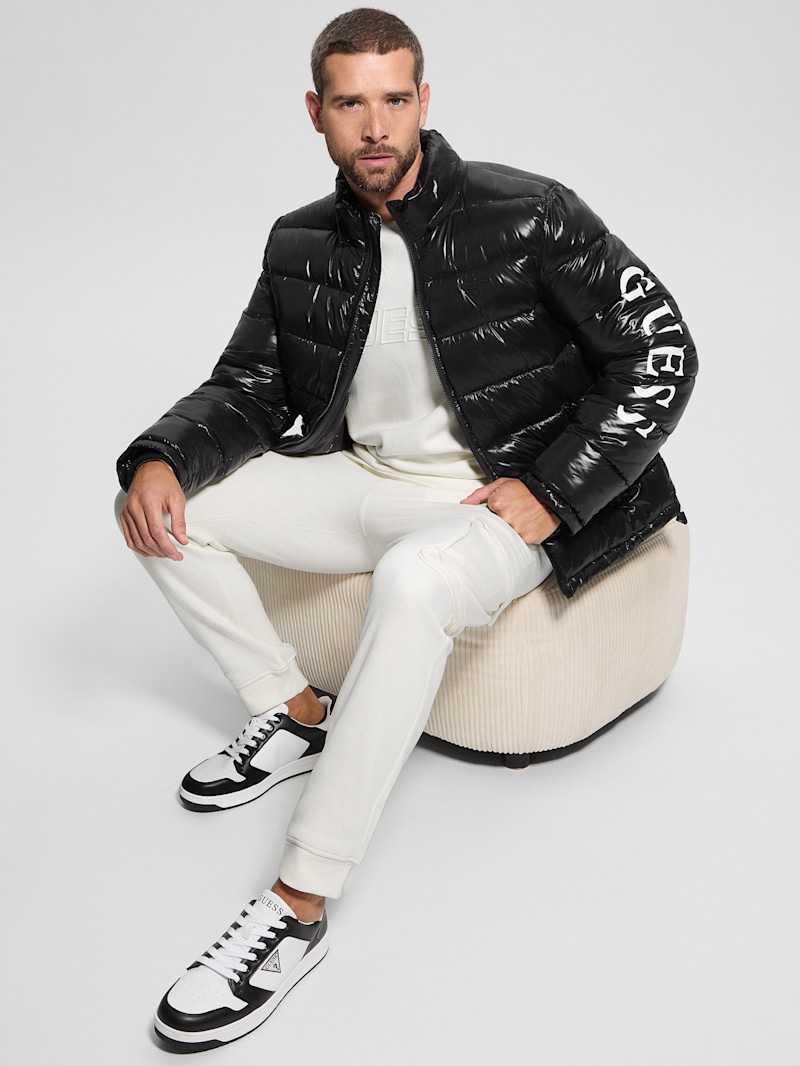 SSZ BIG DRIZZLER JACKET ブラックウォッチ Shiny Hooded Puffer Jacket | GUESS