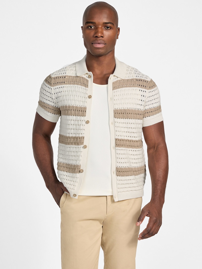 Eco Joshua Striped Crochet Shirt | GUESS
