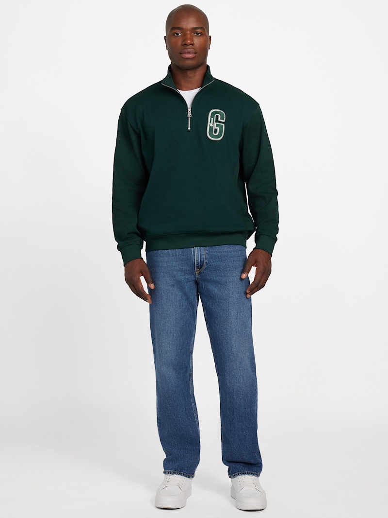 Eco Harris Twill Zip Mock Neck Sweater | GUESS