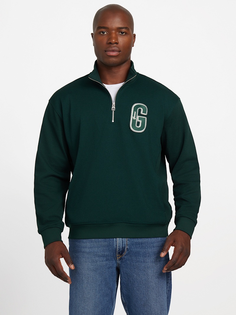 Eco Harris Twill Zip Mock Neck Sweater | GUESS
