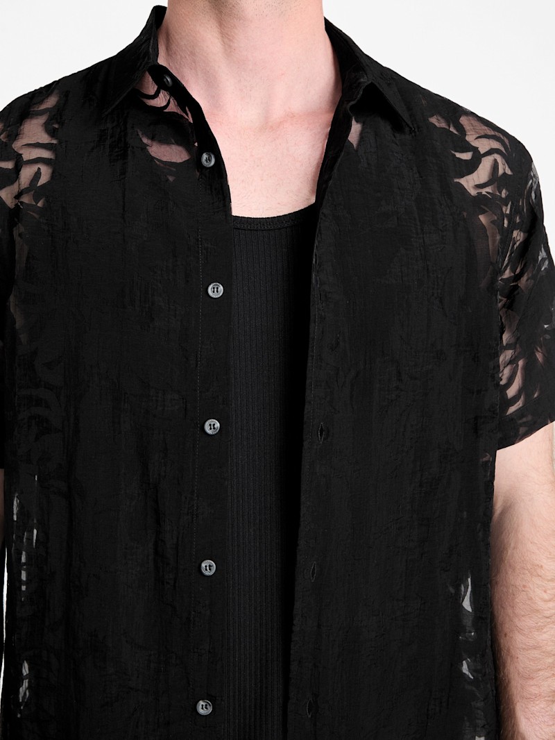 Floral Devore Burnout Shirt | GUESS Canada