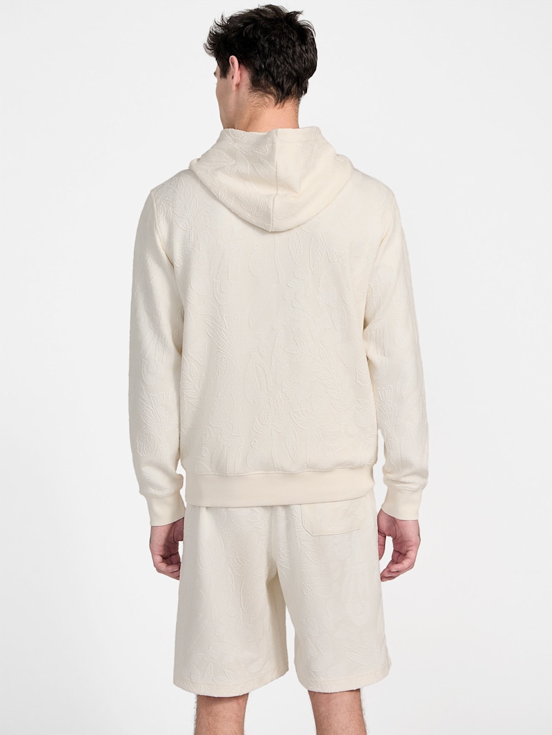 pois shaggy hoodieCOAT ホワイト Jacquard Foliage Hoodie | GUESS