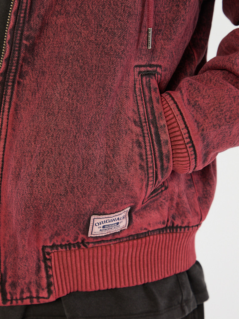 【極美品】guess jeans 牛革スタジャン　赤　GUESS Club M GUESS JEANS Varsity With Embroidery スタジャン レディース