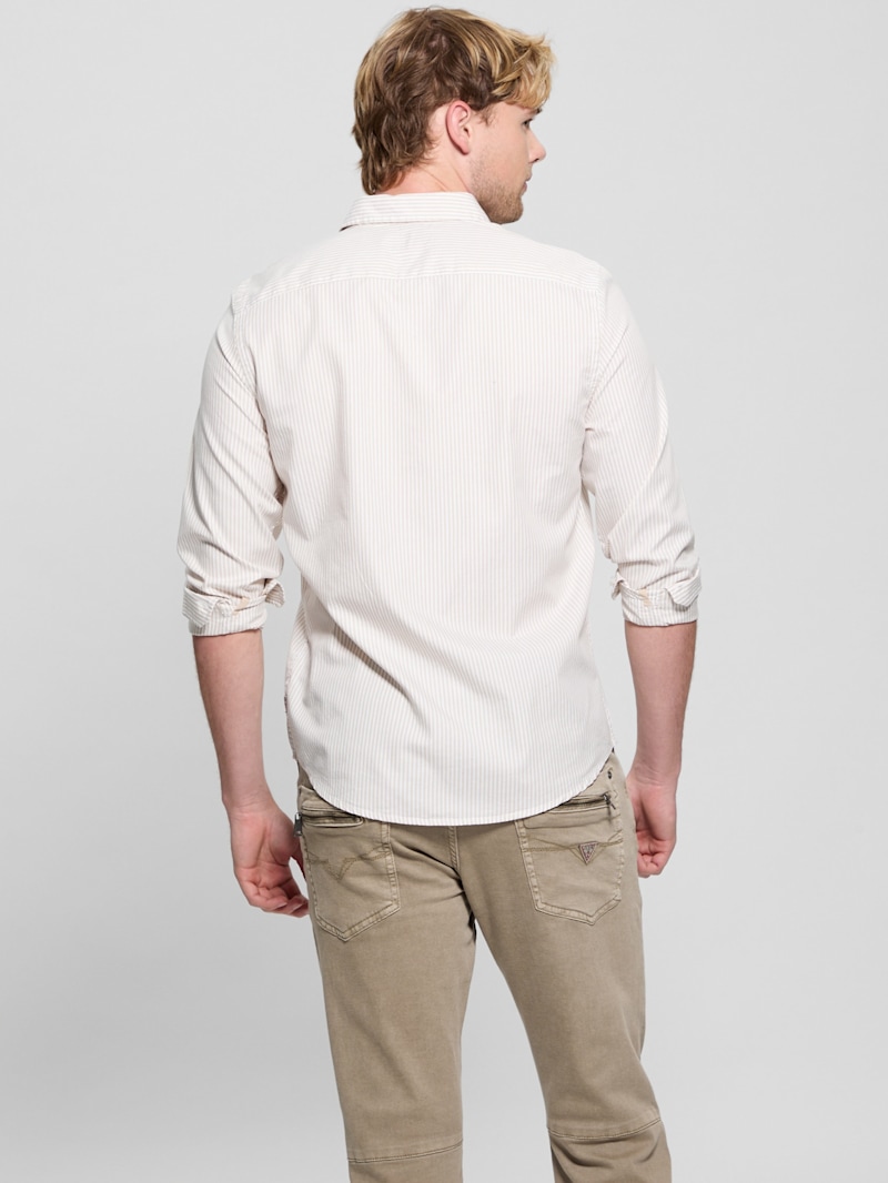 GOLFICKERS タオル地シャツ Sサイズ ホワイト Oxford Striped Shirt | GUESS