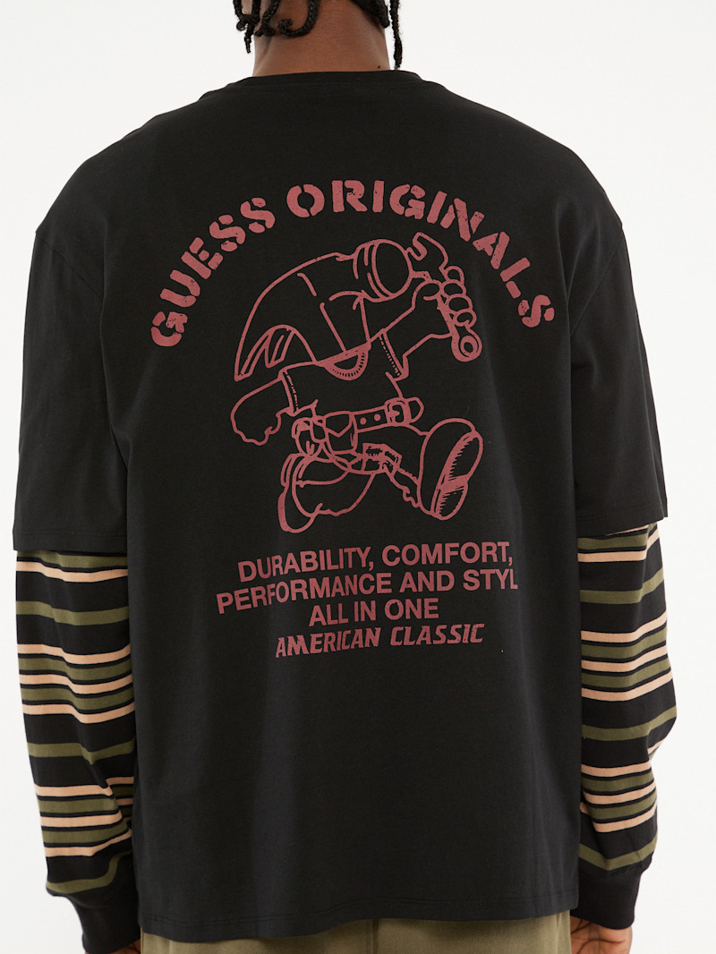 トップス everyone original logo L/S T-shirt GUESS Originals Eco Carpenter Crewneck Tee | GUESS