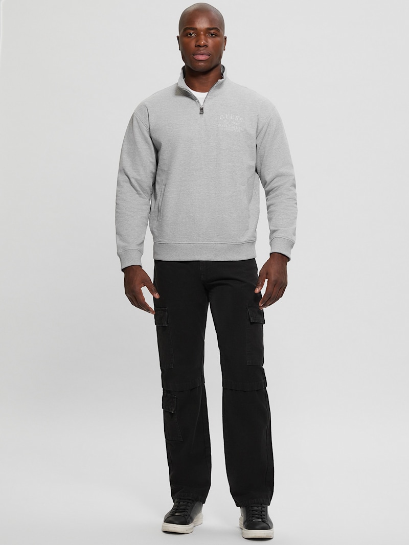 8YARDS Men’s MockNeck 3G Cotton Quarter Zip Mock Neck Sweater - Multi – Paul Fredrick