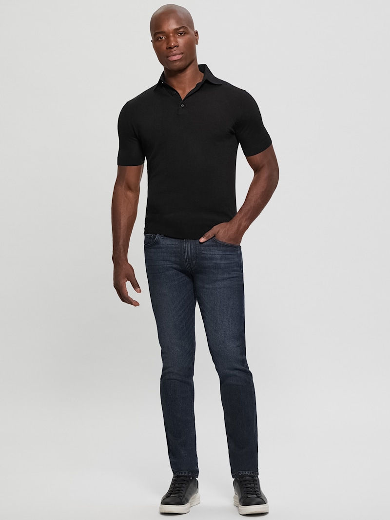 FASHIRU wool blend polo knit sweater 黒 Isaia Black Wool Sweater Polo Half Zip – 2Men
