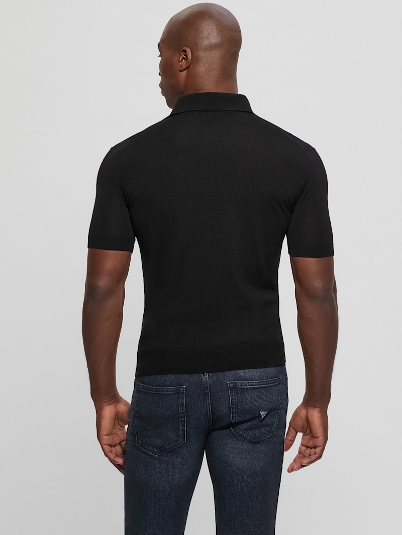 FASHIRU wool blend polo knit sweater 黒 Isaia Black Wool Sweater Polo Half Zip – 2Men