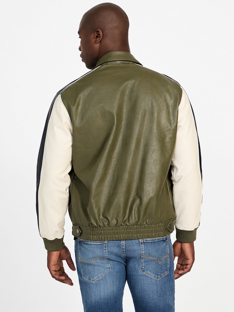 Color-Block Faux-Leather Jacket | GUESS Canada