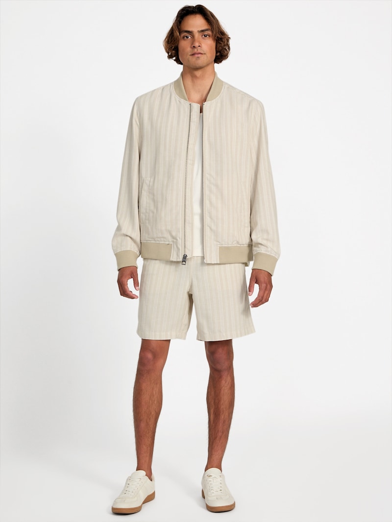 Eco Fletcher Striped Linen Flight Jacket | GUESS