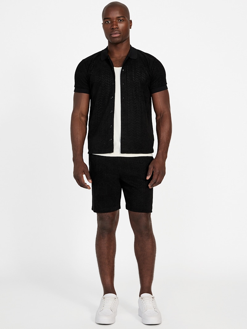 【新品未使用】MY_ BEARD SHORT POLO KNIT[BLACK] MY___マイBEARD SHORT POLO KNIT