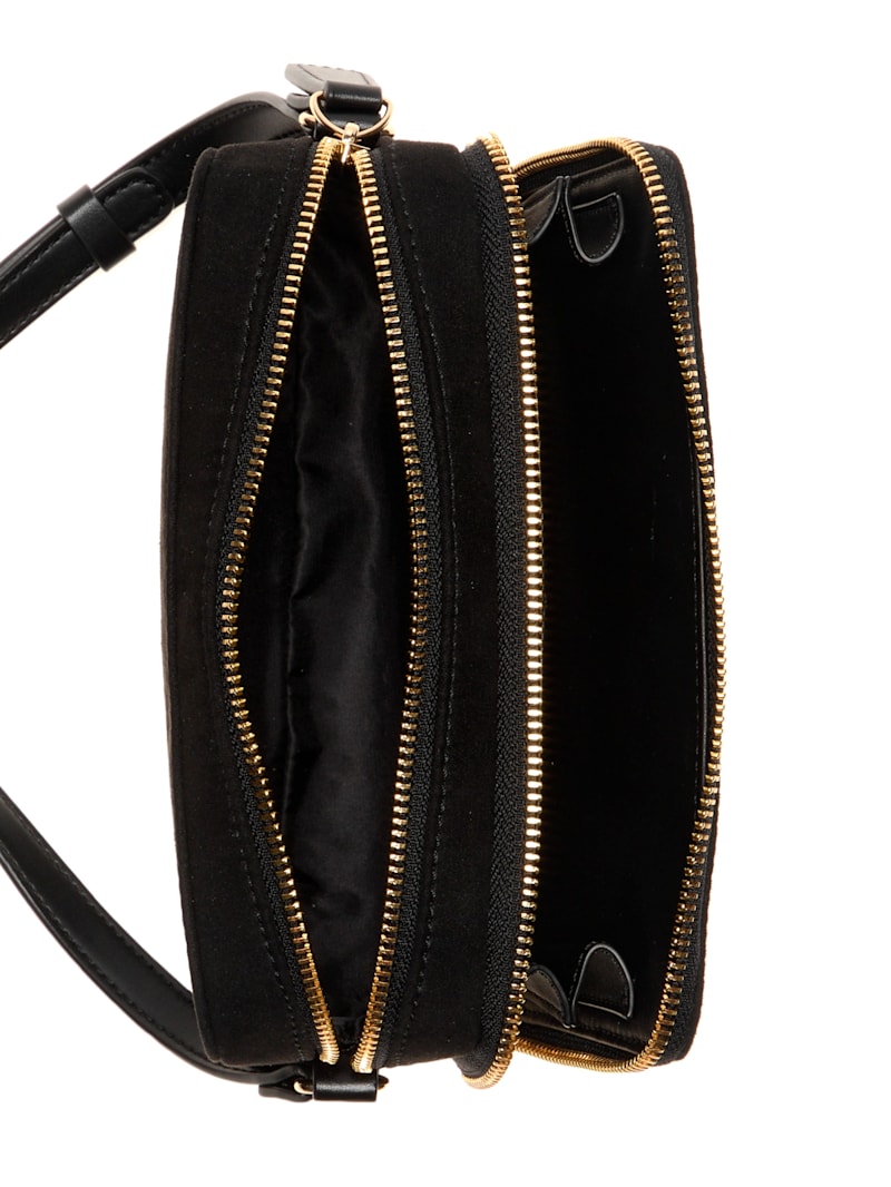 Avelina Rhinestone Logo Double-Zip Crossbody | GUESS Factory