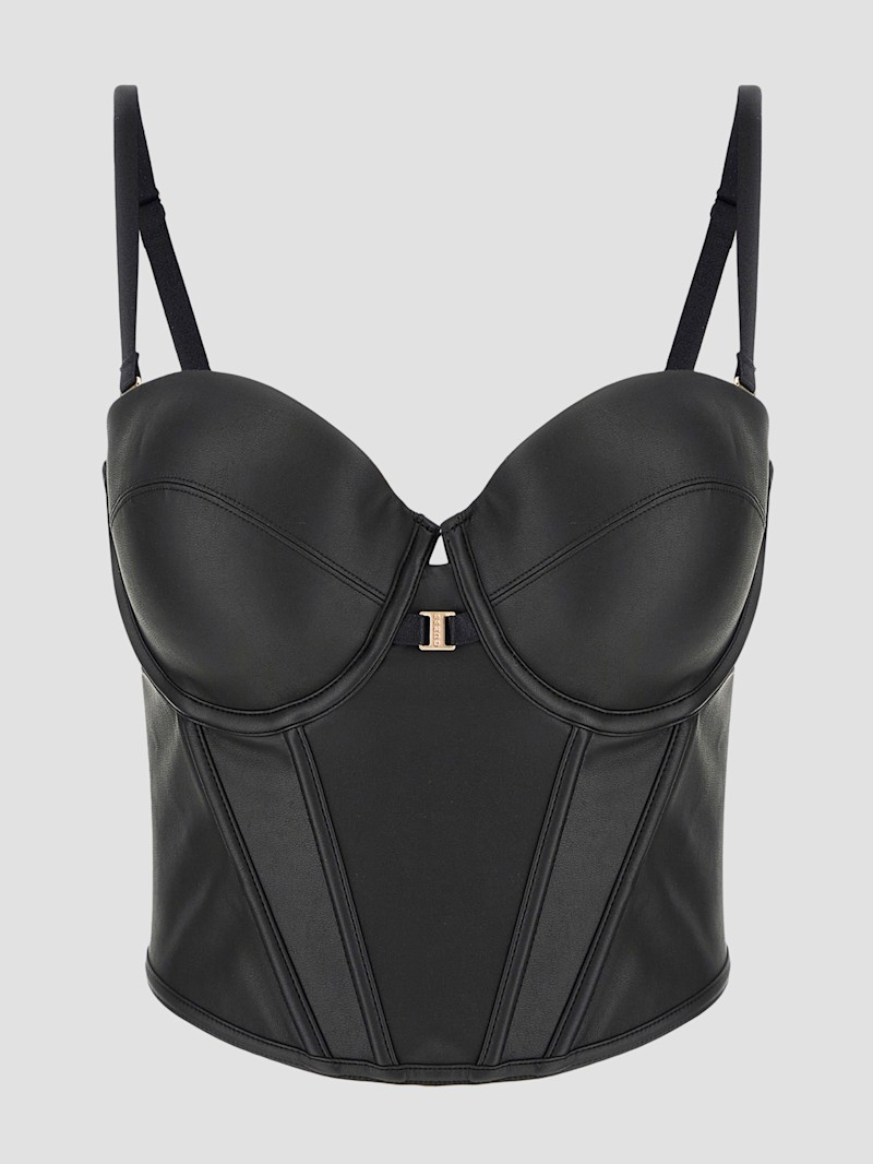 Tania Faux-Leather Padded Bustier | GUESS Canada