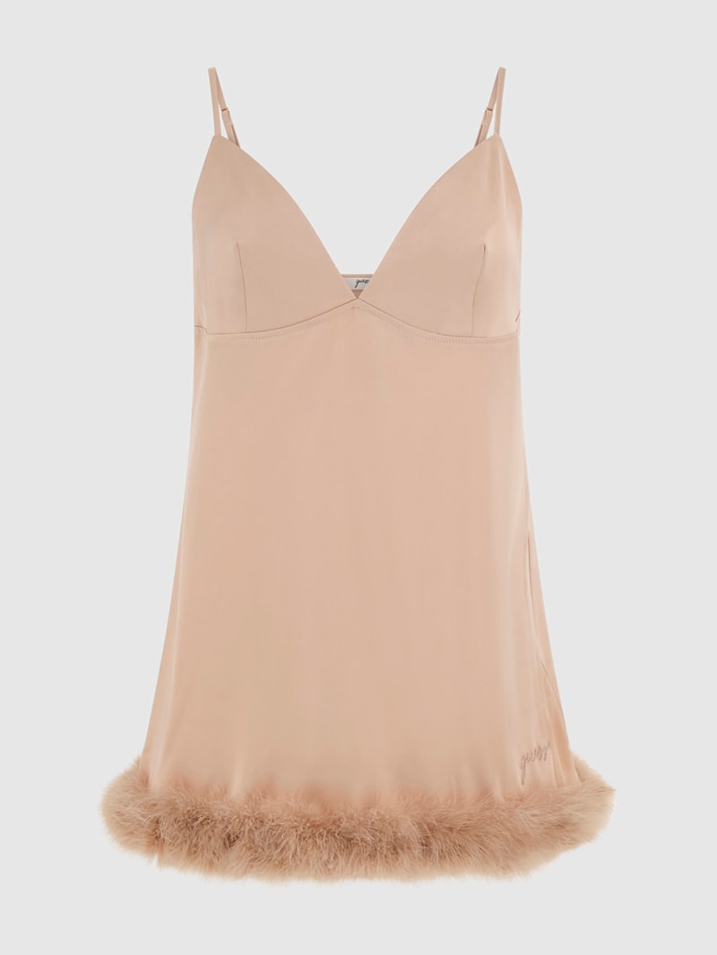 Eco Mini Feather Slip Dress | GUESS