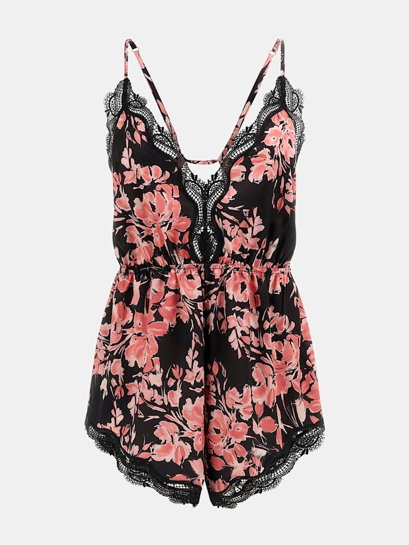 【未使用タグ付き】SOFT LACE FLOWER ROMPERS ブラック　S Black Floral Rompers | Windsor