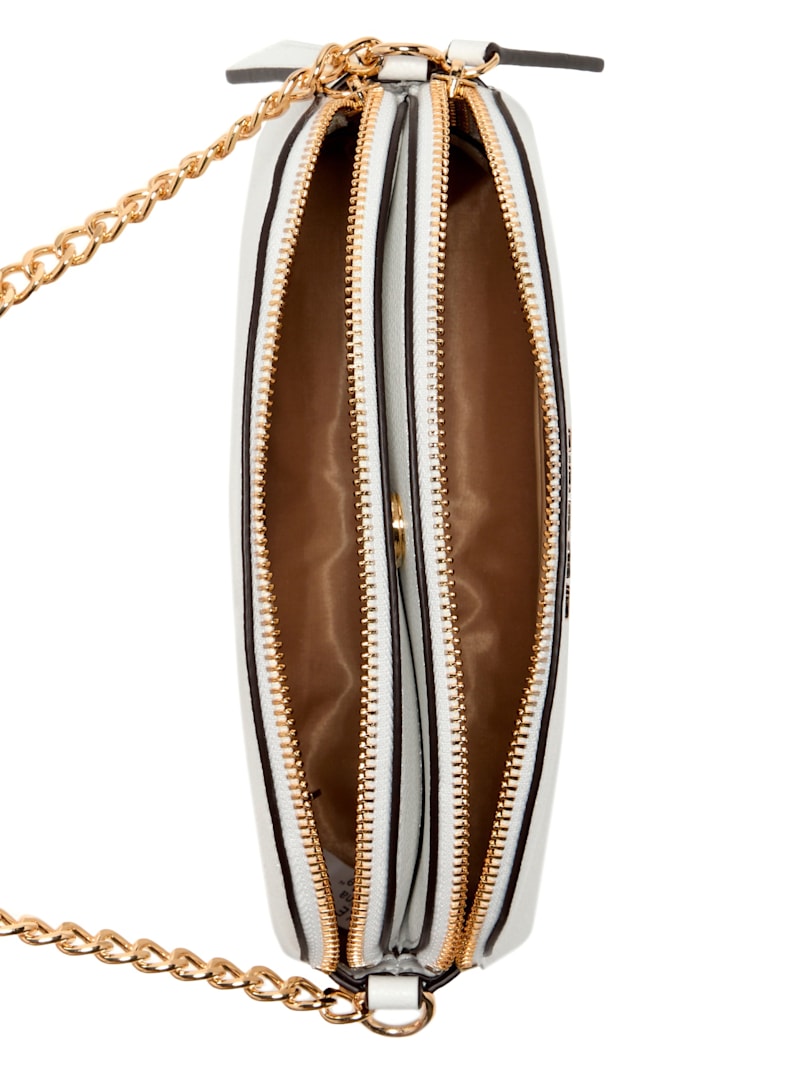★ ★ Women's Ivory CKJ l Monogram Mini Cross Jennice Dual-Zip Crossbody | GUESS Factory Ca