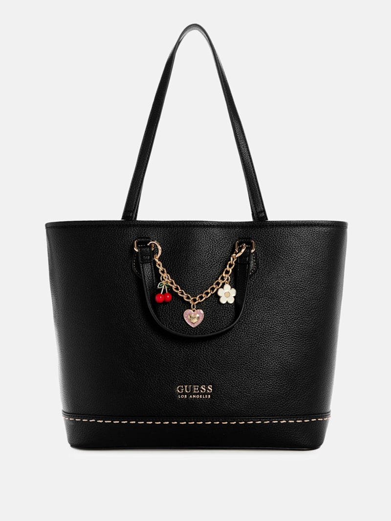 Compact MOM TOTE BAG(black×black logo) Lynne Charm Tote | GUESS Factory