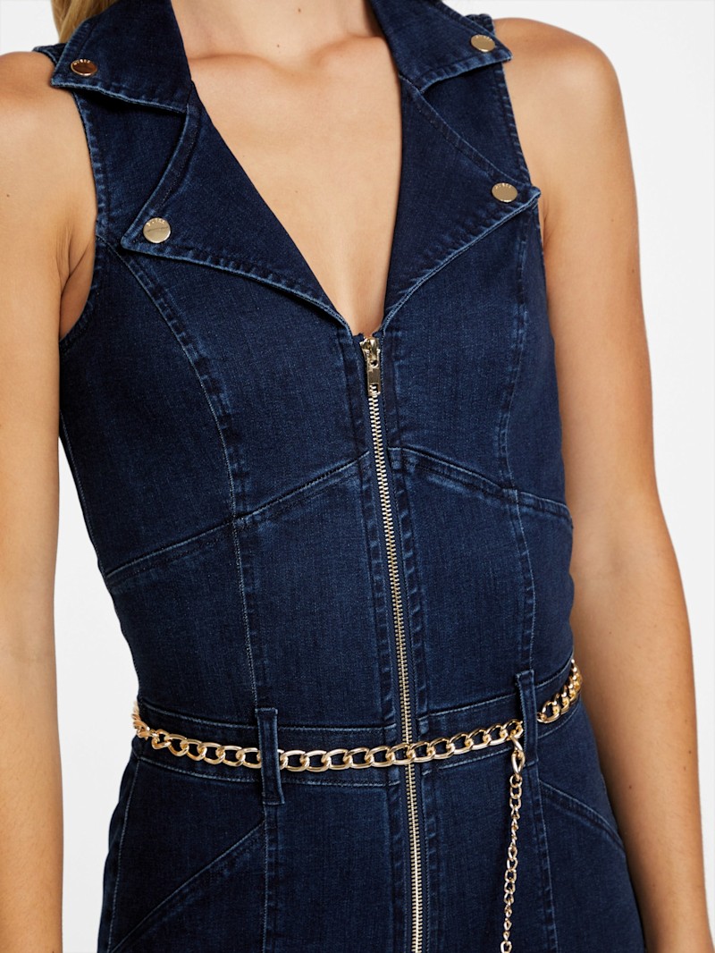 Eco Beckly Denim Moto Jumpsuit | GUESS Factory