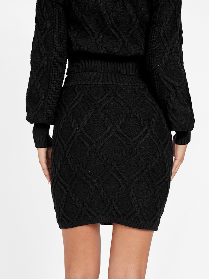 Kathy Diamond Cable-Knit Skirt | GUESS Factory