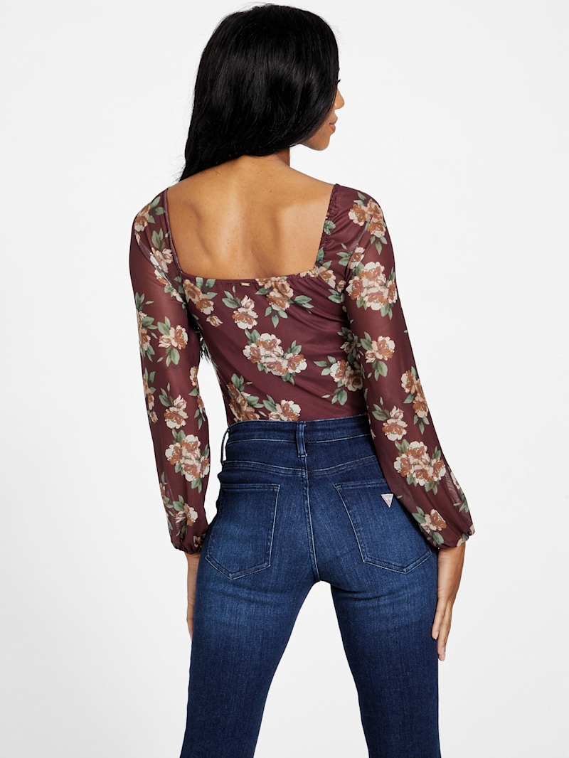 Nicole Floral Mesh Bodysuit | GUESS Factory