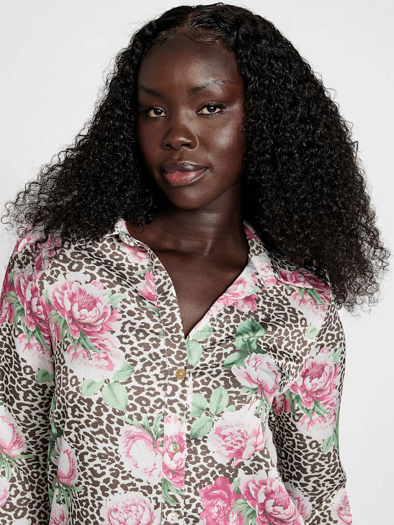 cotton Vianca Printed Satin Shirt | GUESS Factory