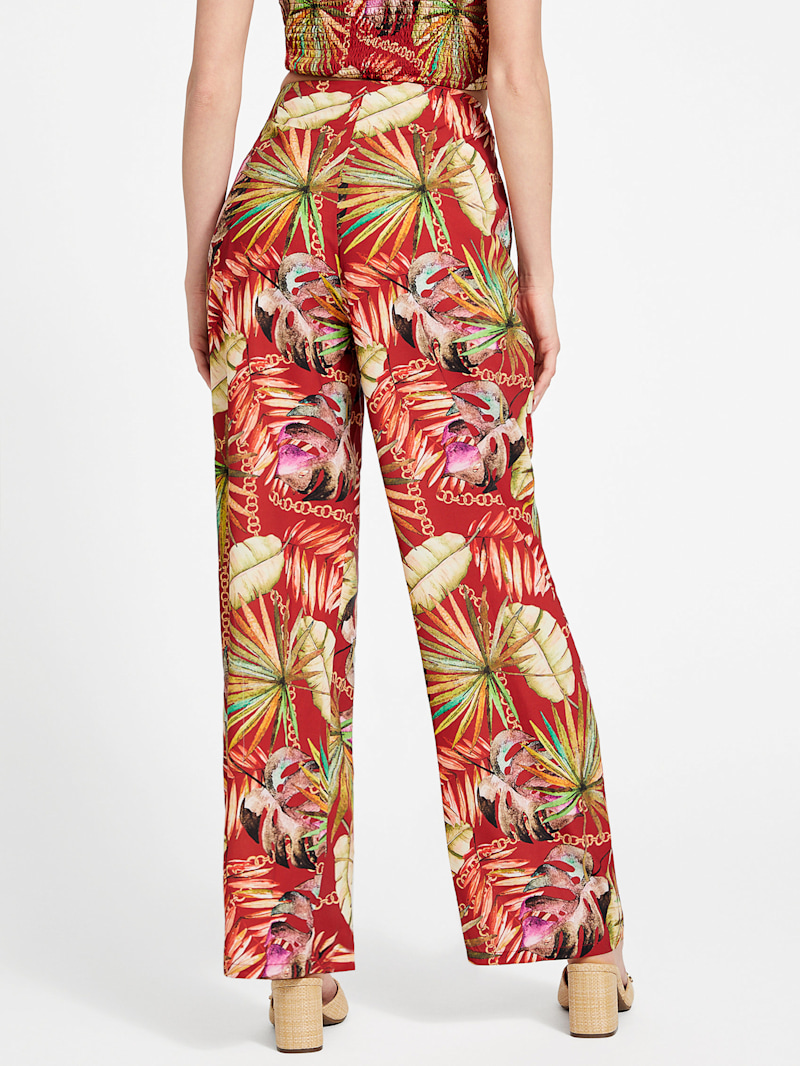 パンツ ELIN Floral turn-up pants Tall Floral Satin Woven Pants | Karen Millen
