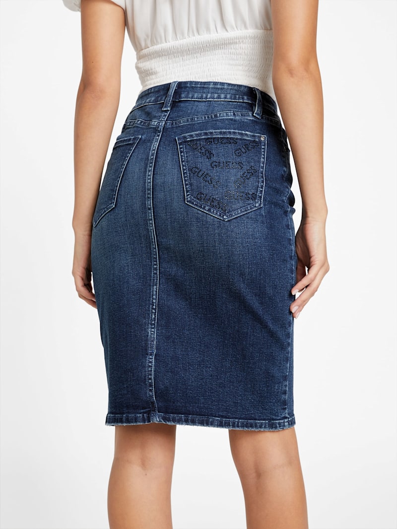 【COLOR iN ID】Juicy Skirt Layered Denim Shop Juicy Couture Faux Denim Knit Skirt 110009609-J9081