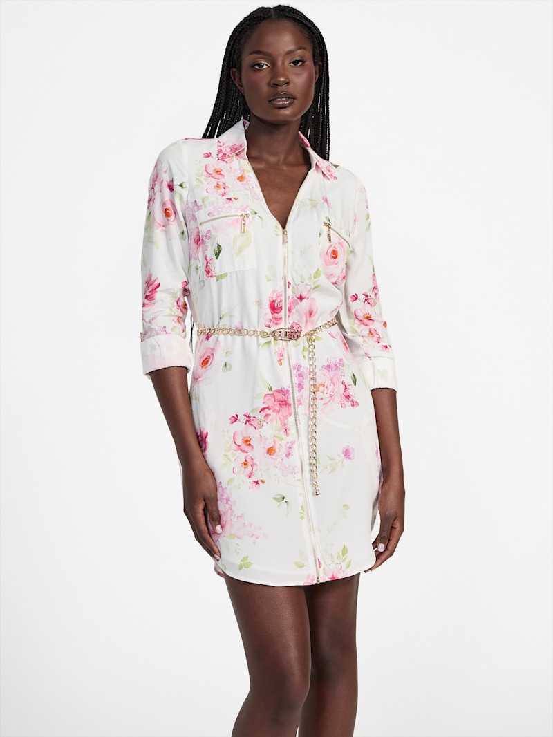 Elina Printed Belted Dress | GUESS Factory