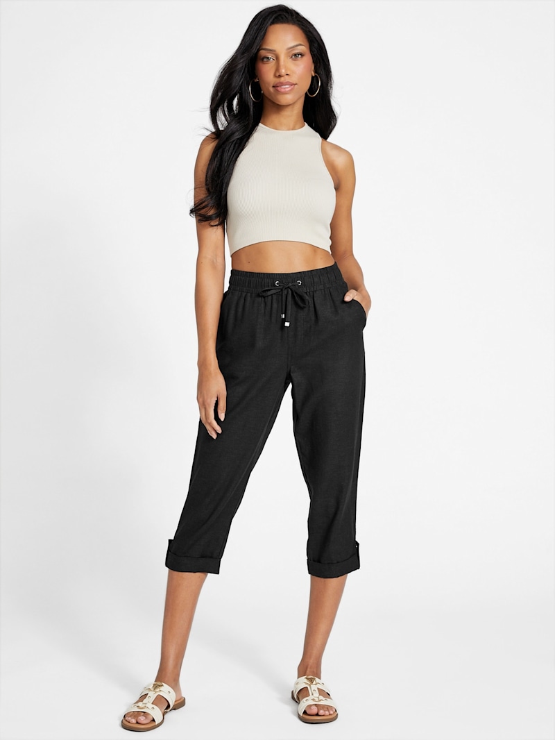 Charlotte Linen Capri Pants | GUESS Factory