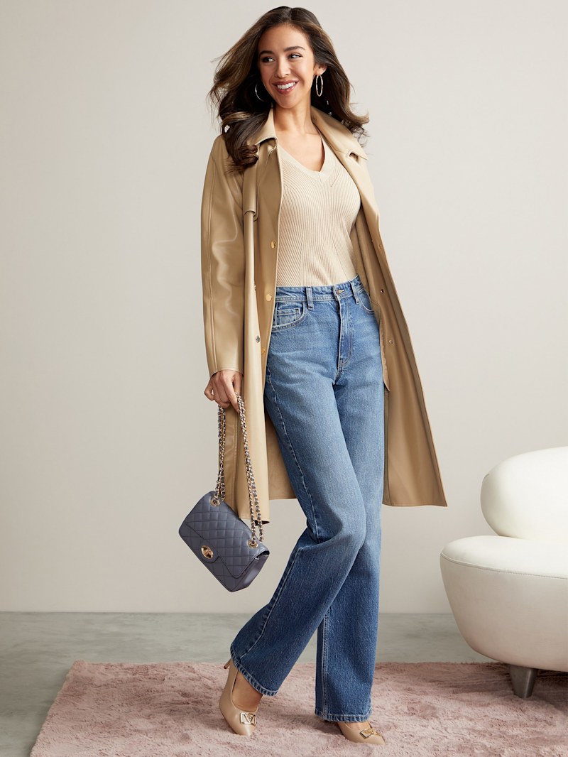 Rosalyn Faux-Leather Trench Coat | GUESS Factory