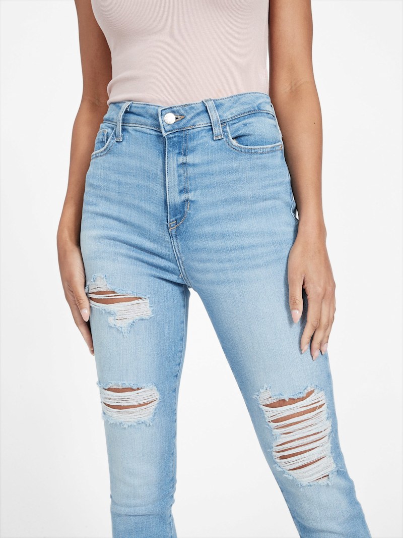 デニム・ジーパン THEORY Woman Jeans Blue O1104222 G03 Eco Camila Destroyed Skinny Jeans | GUESS Factory